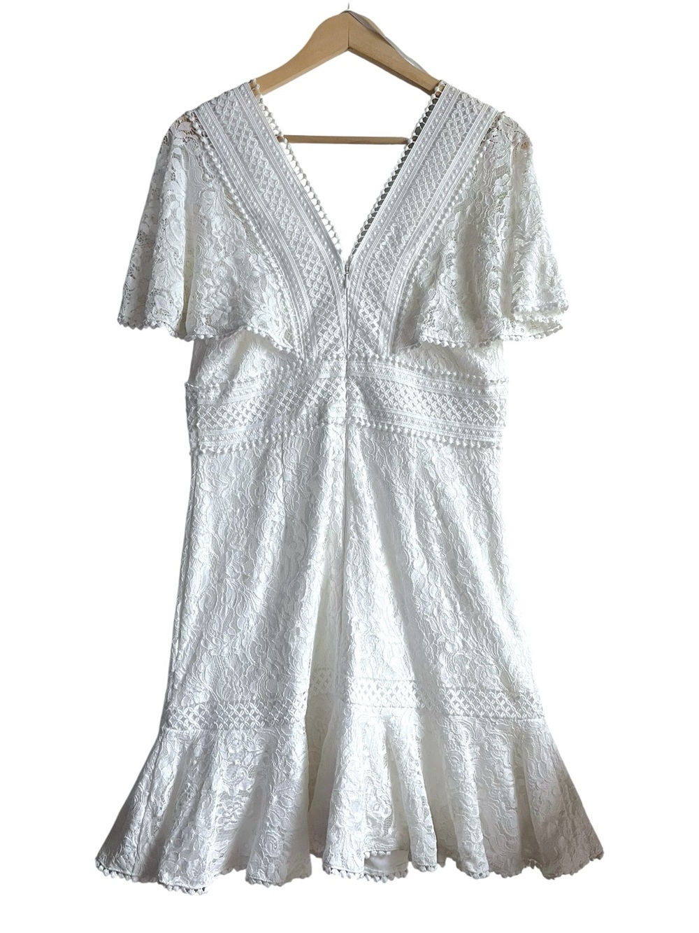 Eliza J Ivory Flounce Lace Dress Size 10 - Picture 8 of 16